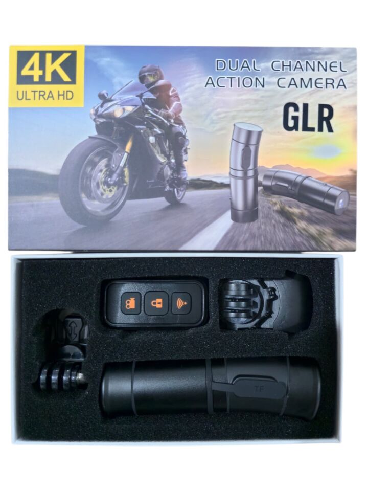 UHD 4K Çift Kameralı Motosiklet Kask Kamerası | Aksiyon Kamerası | IP65 Su Geçirmez | Kablosuz Kumandalı | Time-Lapse & Gece Görüşlü