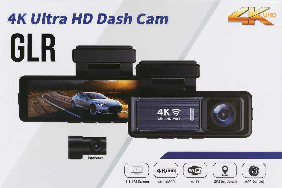 4K Ultra HD Araç Kamerası - Çift Kamera - Çarpışma Tespiti - G Sensörü – WiFi, Gece Görüş, Geniş Açı, Döngüsel Kayıt, Arka Kamera Destekli, 3.2'' IPS Ekran, GPS, Park Modu
