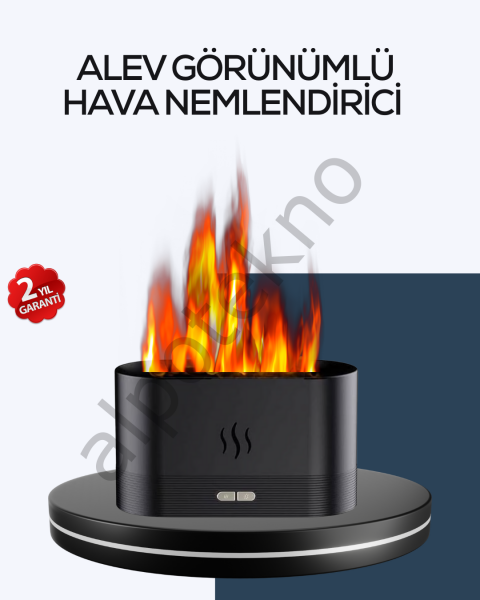 Aromatik Oda Kokusu Difüzörü Alev Tasarımlı LED Işıklı Nemlendirici