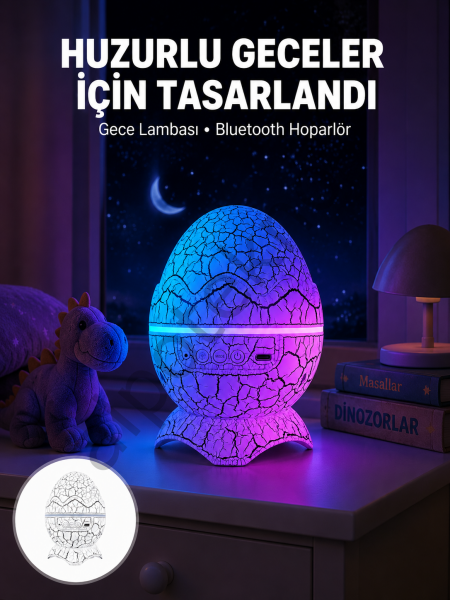 Bluetooth Hoparlör Özellikli 7 Renkli Gece Aydınlatması Yeni Nesil