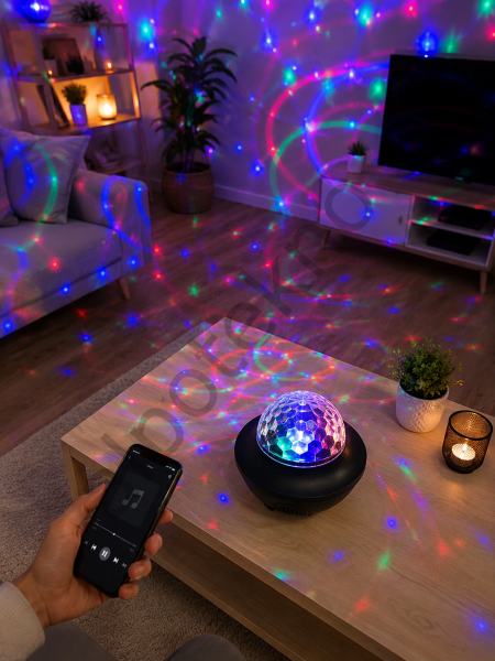 Bluetooth Hoparlörlü RGB Disko Işığı Müzikli Parti Lambası USB TF Kart Destekli