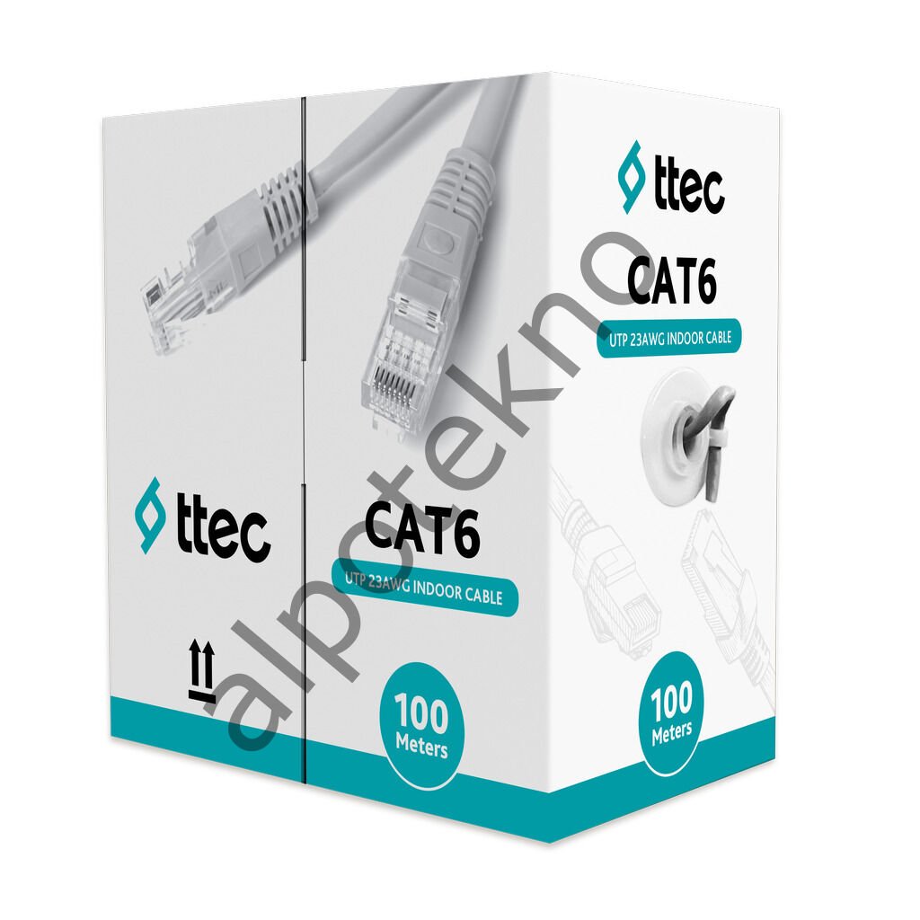 TTEC KBL-CAT6-23CCA/IN100G 100MT U/UTP CAT6 NETWORK PVC KABLO GRI CCA 0.55MM