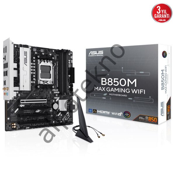 ASUS B850M MAX GAMING WIFI 4xDDR5 DP/HDMI 3xM2 AM5 ANAKART