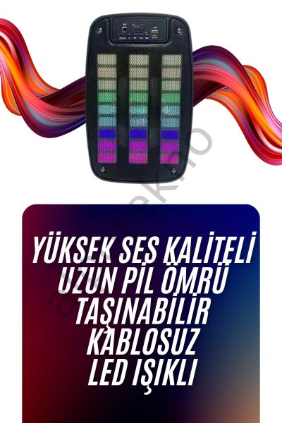 Bluetooth Hoparlör Taşınabilir Şarjlı Işıklı Büyük Boy Yüksek Ses Kaliteli