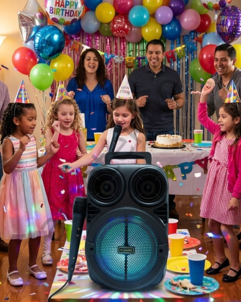 Kablosuz Karaoke Hoparlör Mikrofonlu RGB Işıklı Bluetooth Speaker USB TF Kart Destekli