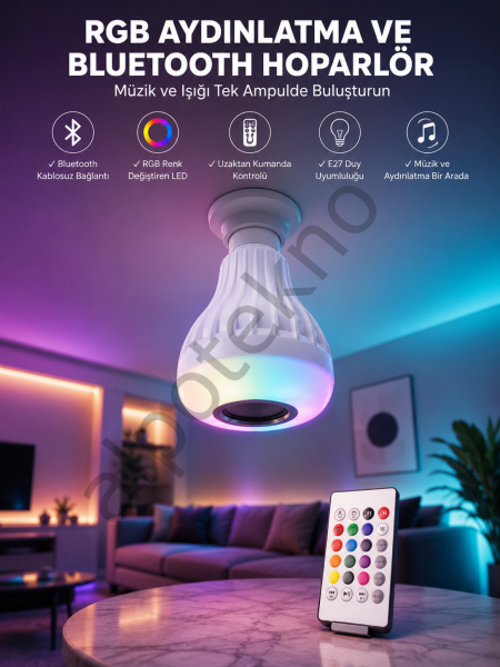 Kablosuz Bluetooth Hoparlör Led Lamba