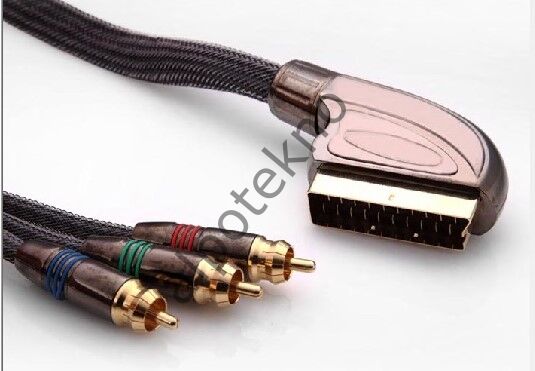 S-link SLX-M997 SCART TO 3RCA 2M Gold+Metal Kablo