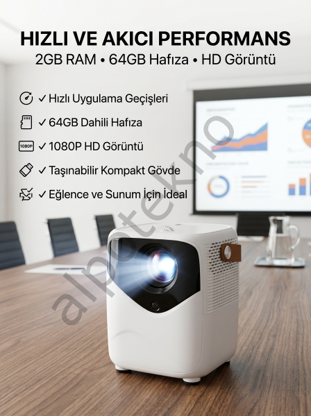 Yüksek HD Görünümlü Taşınabilir Projeksiyon Cihazı
