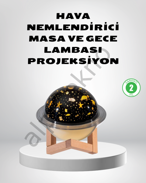 USB Projeksiyon Gece Lambası ve Hava Nemlendirici – Aromaterapi Destekli, Taşınabilir Mini