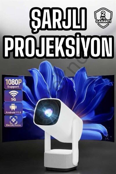Şarjlı Projeksiyon Oyun Sinema Projektörü 4K HD Görüntü Kaliteli Yeni Nesil