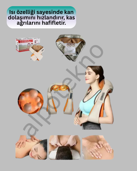 Isıtma Fonksiyonlu Ovmalı Boyun Omuz ve Vücut Masaj Cihazı Rahatlatıcı