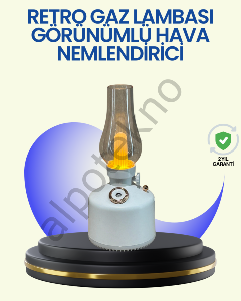 280 ml Tanklı Retro Gaz Lambası Difüzör USB Şarjlı Hava Nemlendirici