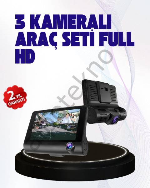 170° Geniş Açılı Araç Kamerası – 4.0” IPS Ekranlı Full HD DVR