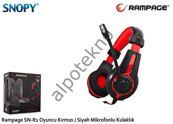 Snopy Rampage SN-R1 Oyuncu Kırmızı/Siyah Mikrofonlu Kulaklık