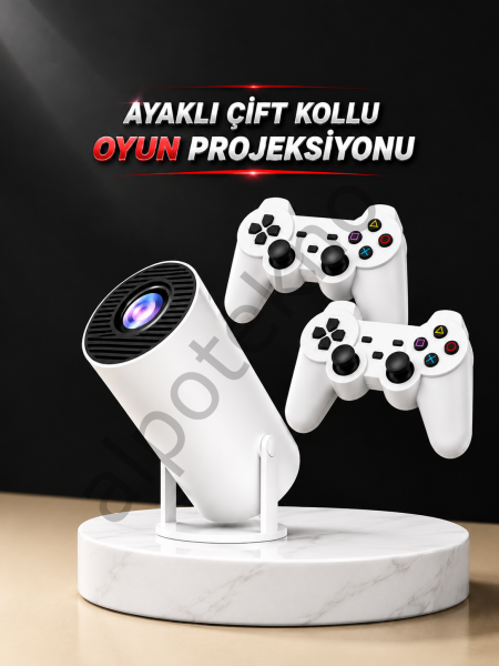 Projeksiyon Cihazı Video Oyun Konsolu Projektör Taşınabilir Ayaklı Çift Kollu 4K Çözünürlüklü