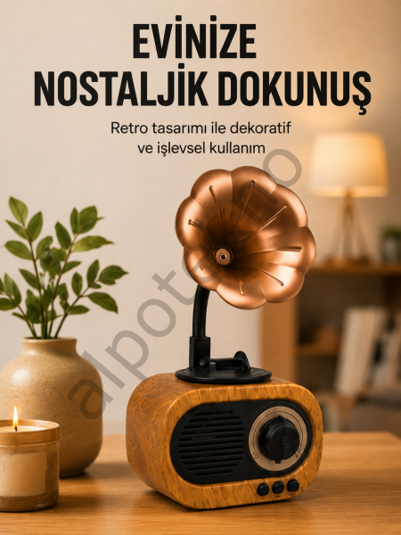 Retro Tasarımlı Mini Bluetooth Hoparlör ve FM Radyo Çoklu Medya Yeni Nesil