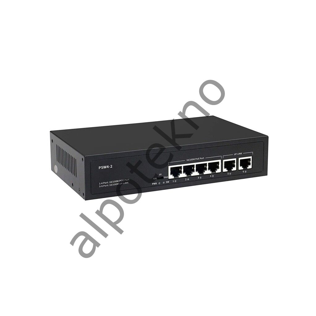 ODS ODS-4P2U 4 Port PoE 10/100 2FE Uplink 36W Yönetilemez Switch