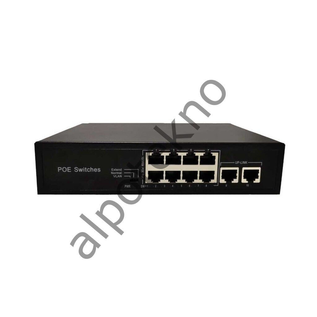ODS ODS-8P2U 8 Port PoE 10/100 2FE Uplink 96W Yönetilemez Switch