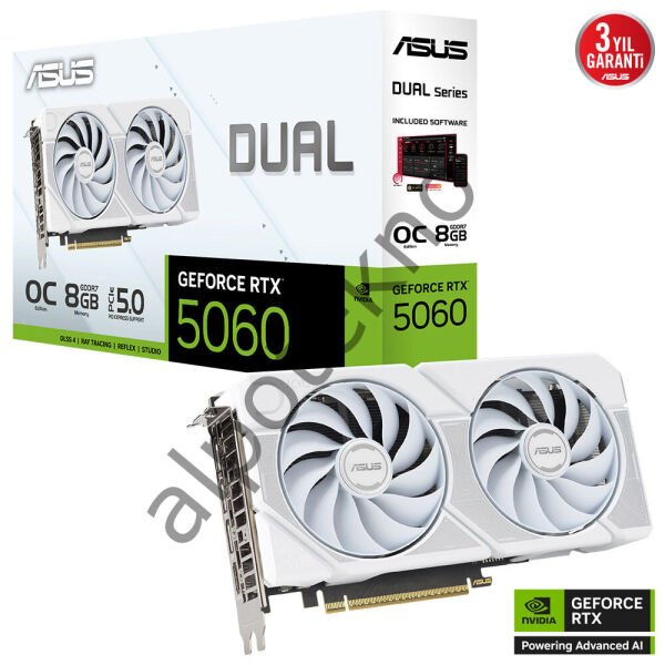 ASUS DUAL-RTX5060-O8G-WHITE RTX5060 8GB DDR7 128Bit 3xDP/1xHDMI