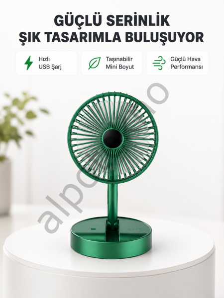 Katlanabilir Mini Fan – 3 Kademeli Soğutma, Şarjlı
