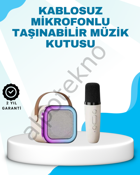 Karaoke Mikrofon Hoparlör Seti Bluetooth Kablosuz Taşınabilir