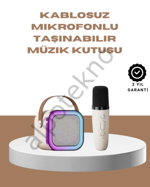 Bluetooth Karaoke Mikrofon ve Hoparlör Seti Taşınabilir