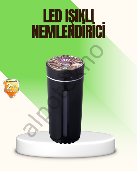 LED Işıklı Aromaterapi Hava Nemlendirici Ultrasonik Sessiz Nem Ayarı