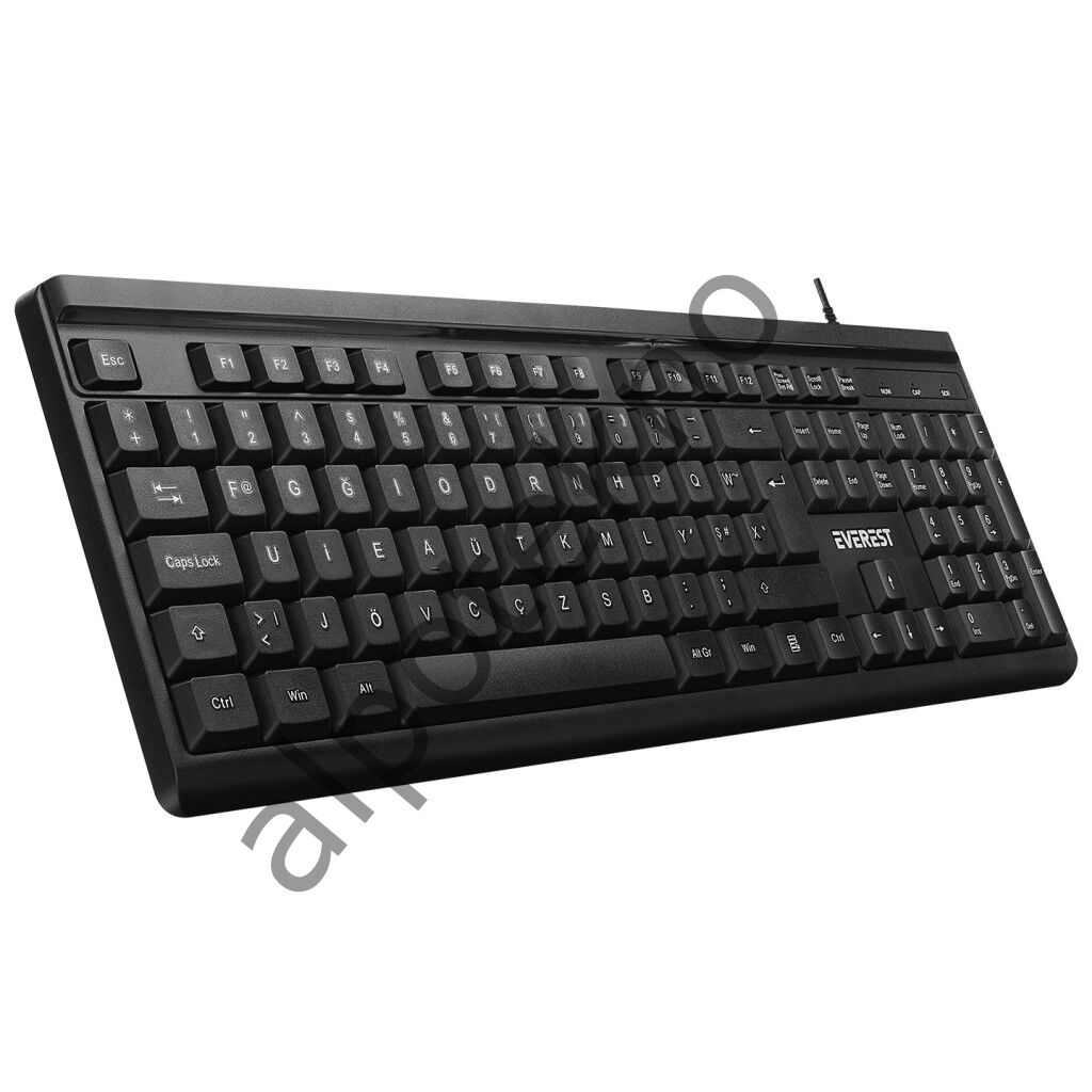 Everest KB-741F Siyah/Gri USB 2 Metre Bakır Kablolu Tamamen Türkçe F Klavye