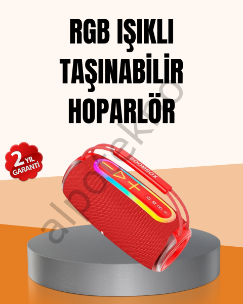 IPX6 Su Geçirmez RGB LED Işıklı Taşınabilir Bluetooth Hoparlör 2400 mAh
