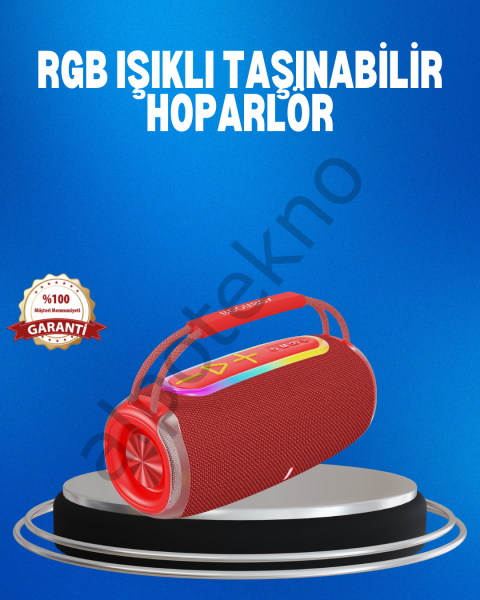 RGB LED Işıklı 20W Taşınabilir Hoparlör Bluetooth 5.3 + Type-C Şarj