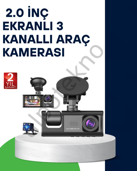 Üç Kameralı Araç Kamerası Full HD Gece Görüş  G-Sensör