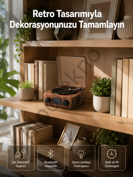 Dekoratif Gece Işıklı Bluetooth Hoparlör – Saatli Tasarım Yeni Nesil