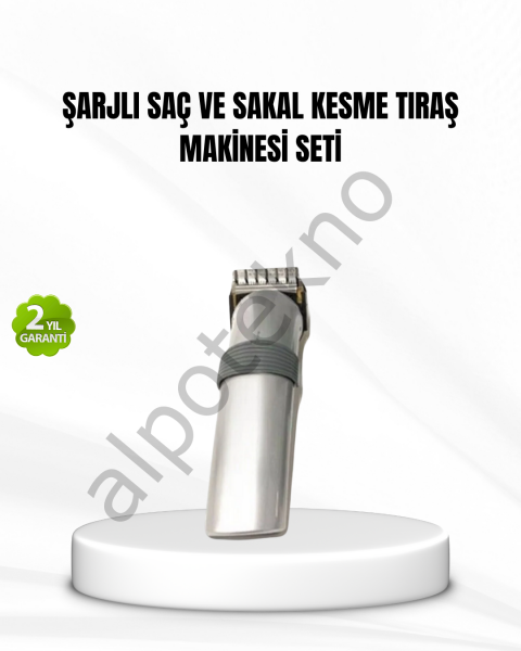 Şarjlı Saç ve Sakal Kesme Makinesi – Paslanmaz Çelik Bıçak, Ayarlanabilir Başlık