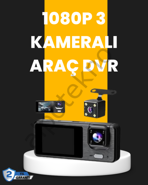 Çok Açılı Araç İçi DVR | Ön İç Arka Kamera, Döngü Video Kaydı