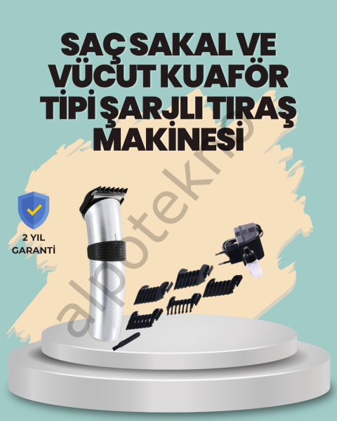Profesyonel Erkek Tıraş Makinesi – Kablosuz, Paslanmaz Bıçaklı ve Tam Aksesuar