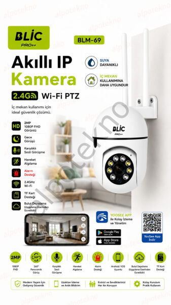 BLIC BLM-69 WiFi Akıllı IP Güvenlik Kamerası 2MP 1080P