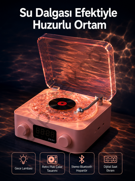 Retro Saatli Bluetooth Hoparlör – Gece Lambalı Kristal Ses Kalitesi Yeni Nesil