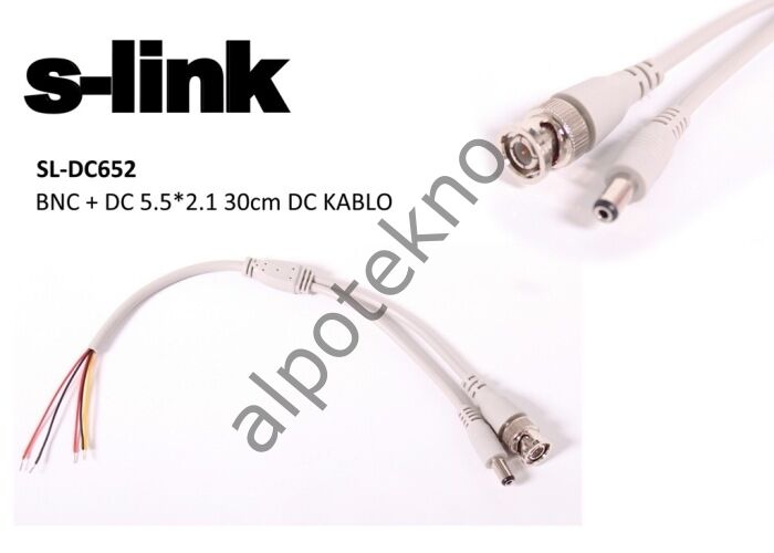S-link SL-DC562 BNC + DC 5.5*2.1 0,30 CM DC Kablo