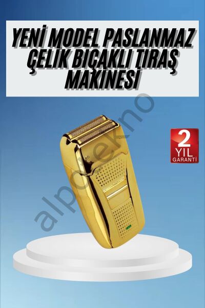 Sakal Kesme Tıraş Makinesi Paslanmaz Çelik Gold Şarjlı