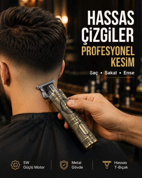 Kompakt Tasarımlı, Güçlü Motorlu Saç sakal Kesme Makinesi ve 4 Kılavuz Tarak