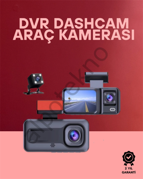 G-Sensör, Hareket Algılama ve Döngüsel Kayıt Özellikli 3'lü Kamera Güvenlik Sistemi