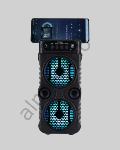 LED Işıklı Bluetoothlu Hoparlör Mikrofonlu Taşınabilir Ses Sistemi