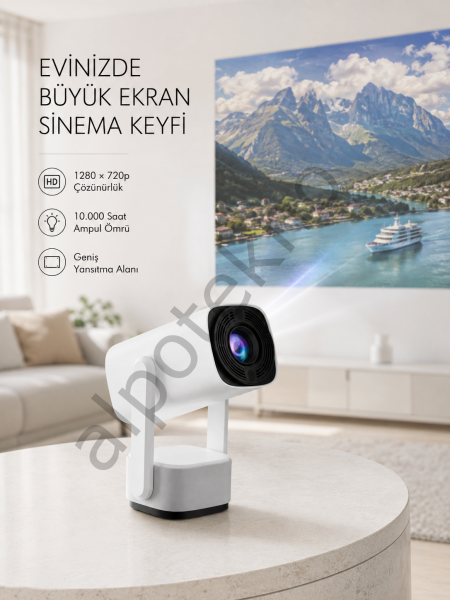 720p HD Projeksiyon Cihazı – Uzun Ömürlü Ampul, Canlı Renkler ve Evde Sinema Keyfi