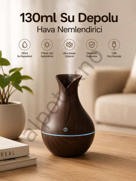 130ml Aromaterapi Difüzörü Hava Nemlendirici 7 Renk LED Işıklı