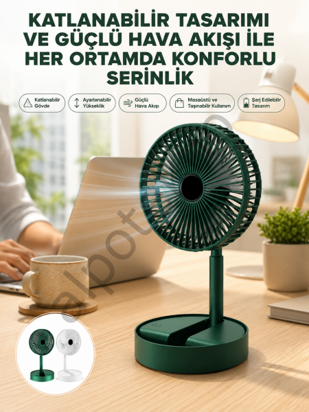 Katlanabilir Usb Şarjlı Masaüstü Soğutucu Mini Fan Telefon Tutucu