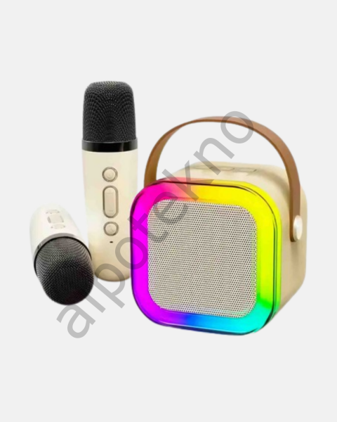 Karaoke Hoparlör Taşınabilir Çift Mikrofonlu ve LED Işıklı Bluetooth 5.0