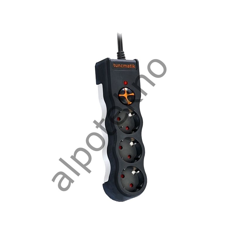TUNÇMATİK POWERSURGE TSK19010 1050 JOULES 3'LÜ SİYAH/1,5M AKIM KORUMALI PRİZ