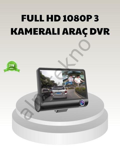 Araç DVR Kamerası 3’lü 170° Geniş Açılı Full HD ve Park Destekli
