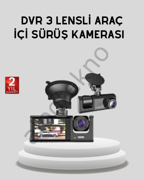Full HD Üç Kameralı Araç Kamerası 170° Geniş Açılı ve Park Destekli