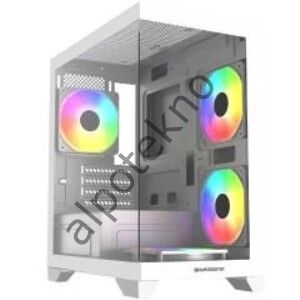 GameBooster GB-M6001W 600W 4*12 R.Bow Fan USB 3.0 Seaview MidT MATX Gaming Kasa